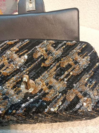 Chanel Mini Rectangular Gold/Black Sequin Limited Edition Microchipped