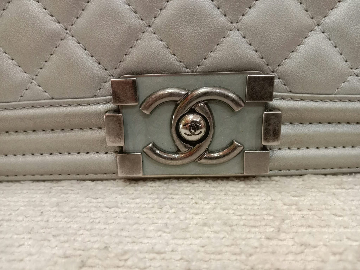 Chanel Le Boy Lambskin Old Medium Gray Series 20