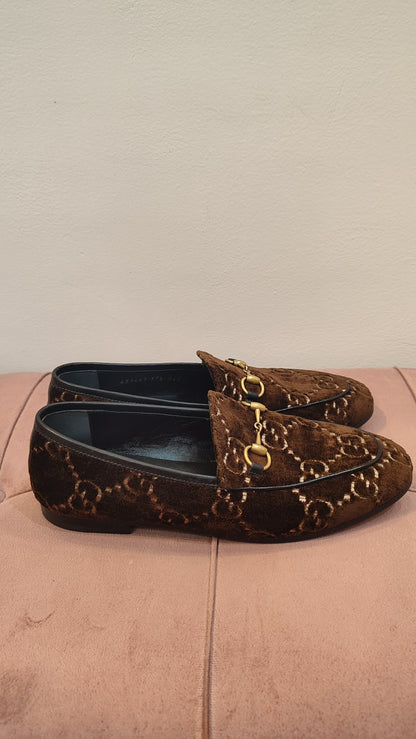Gucci Loafer Velvet Brown Size 37 1/2