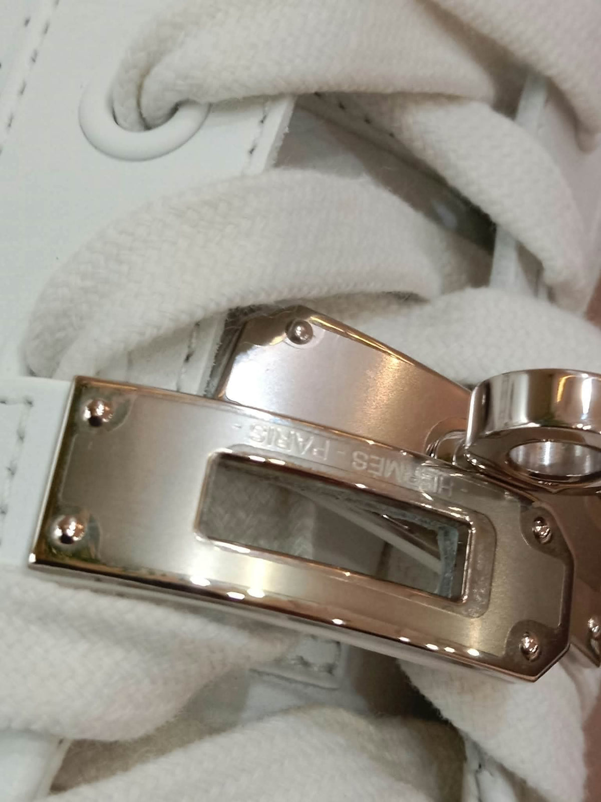 Hermes Day White Kelly Sneakers Rose Gold Buckle Size 35