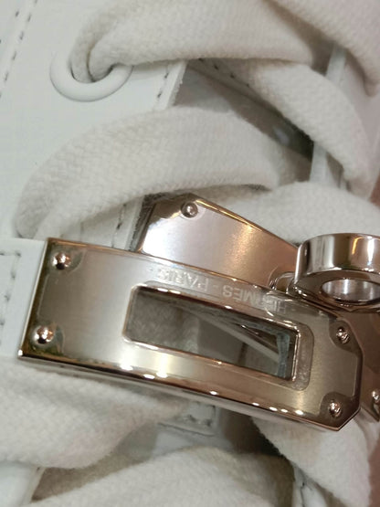 Hermes Day White Kelly Sneakers Rose Gold Buckle Size 35