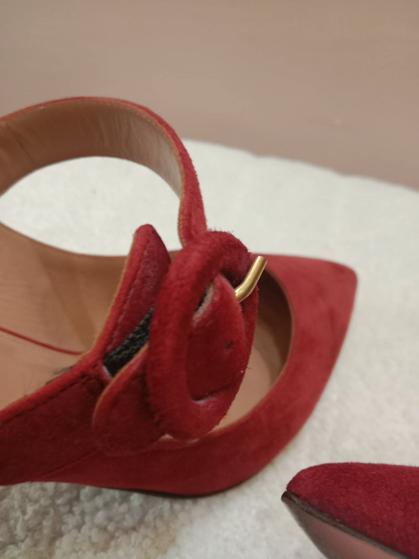 Aquazzura Blossom Suede Pointed Toe Mules Red Size 35.5