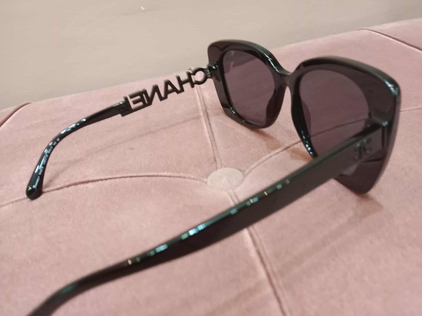 Chanel Square Sunglasses with Black Acetate Frame and Gray Lenses