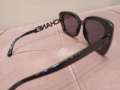 Chanel Square Sunglasses with Black Acetate Frame and Gray Lenses