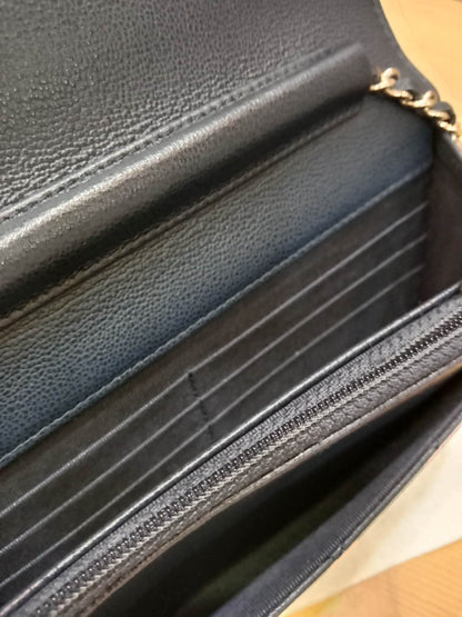 Chanel CC Box Wallet On Chain Caviar Navy Blue Series 27