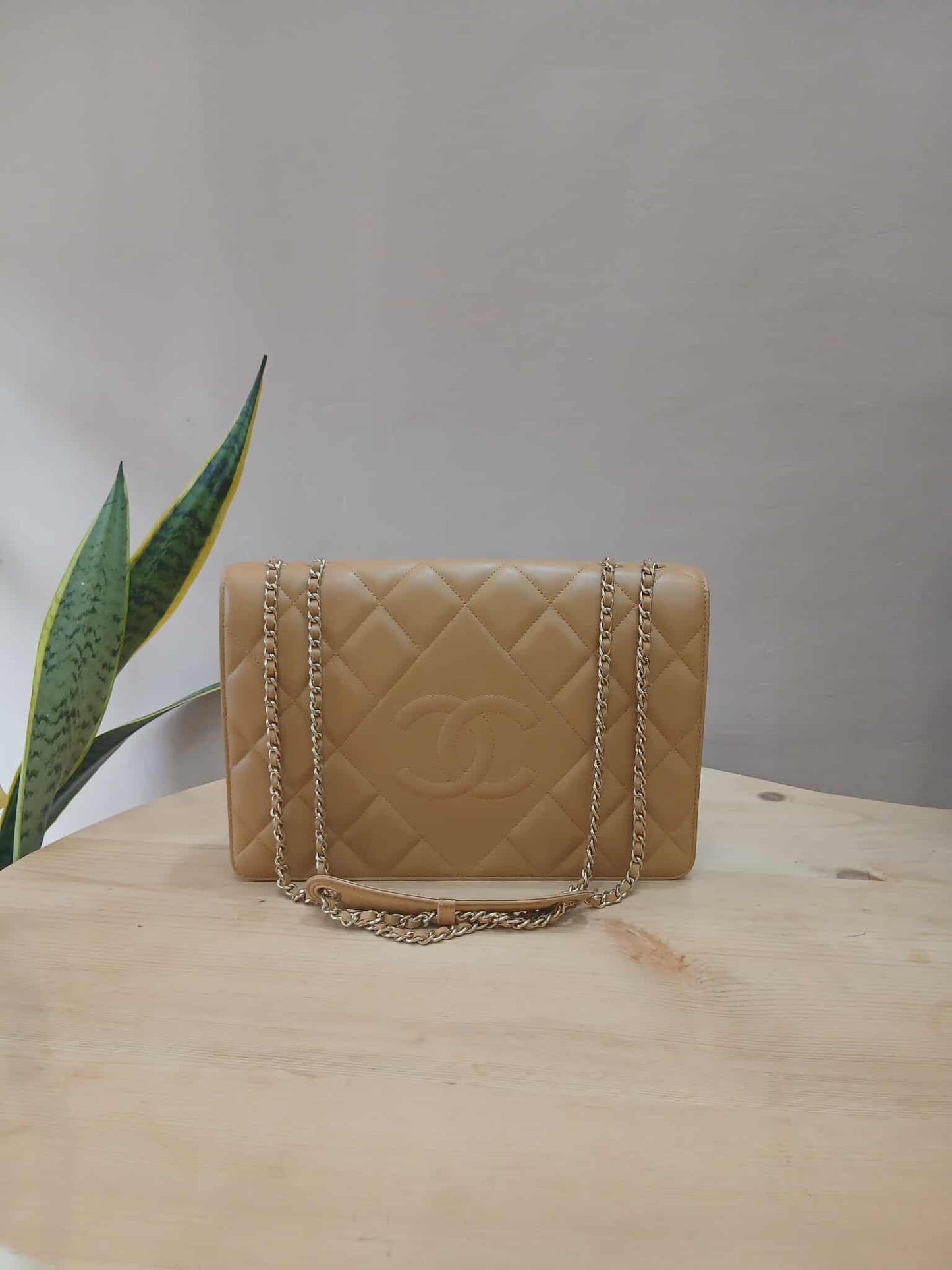 Chanel Diamond CC Chain Brown Caramel Lambskin Flap Bag Series 18