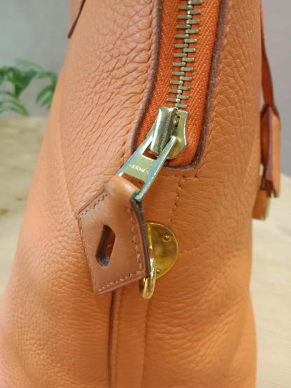 Hermes Bolide 35 Poppy Orange Clemence Stamp F Square (2002)