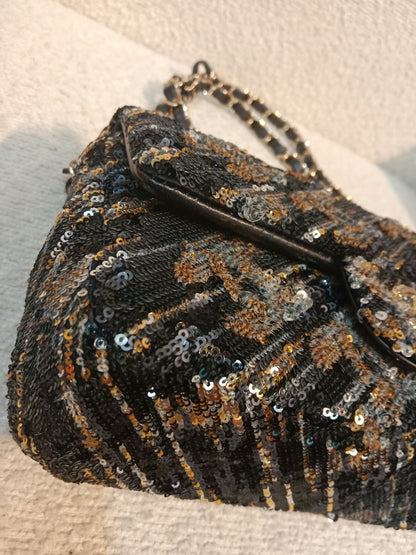Chanel Mini Rectangular Gold/Black Sequin Limited Edition Microchipped