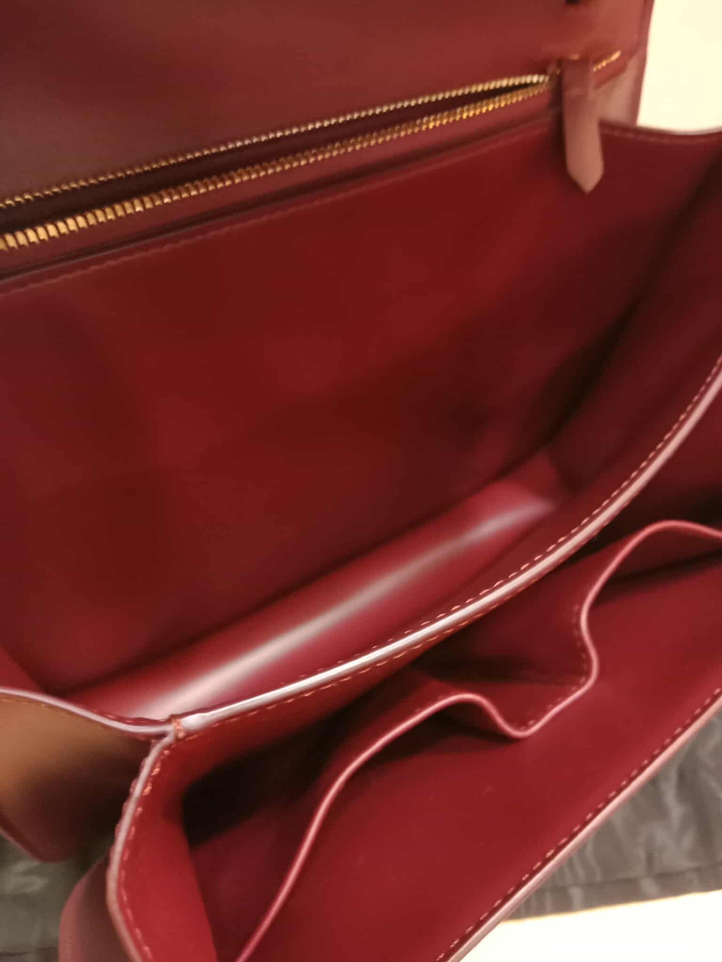 Celine Medium Classic Box Bag In Burgundy Calfskin Leather