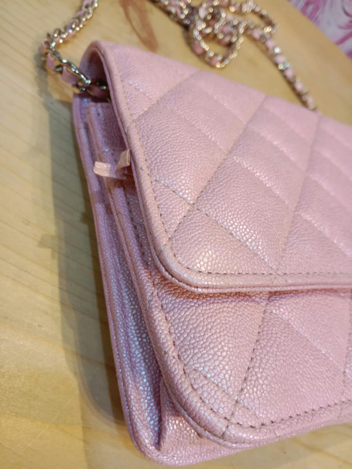 Chanel Classic Wallet on Chain Pink Iridescent Caviar Series 27