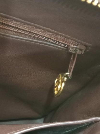 Chanel Shoulder Bag Embossed CC Logo Vintage Chocolate Brown
