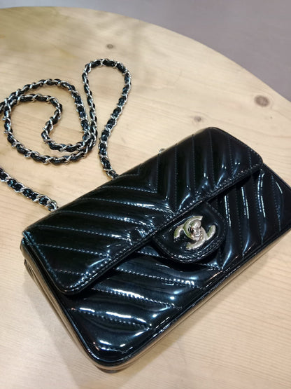 Chanel Classic Rectangular Mini Flap Patent Black Series 23