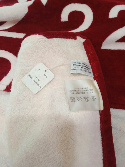 Chanel By Sea Line Cotton Blanket featuring Large printed Leather