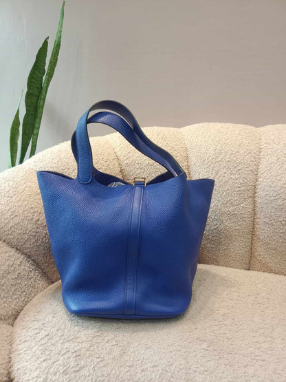 Hermes Picotin 26 Clemence Bleu Electrique Stamp C 2018