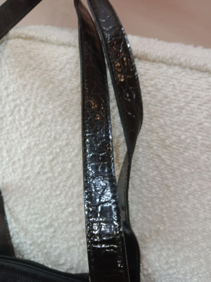 Prada Vintage Tessuto Tote Nylon/Crocodile Embossed Leather Bag