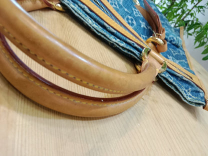 Louis Vuitton Monogram Denim Sac Plat Blue