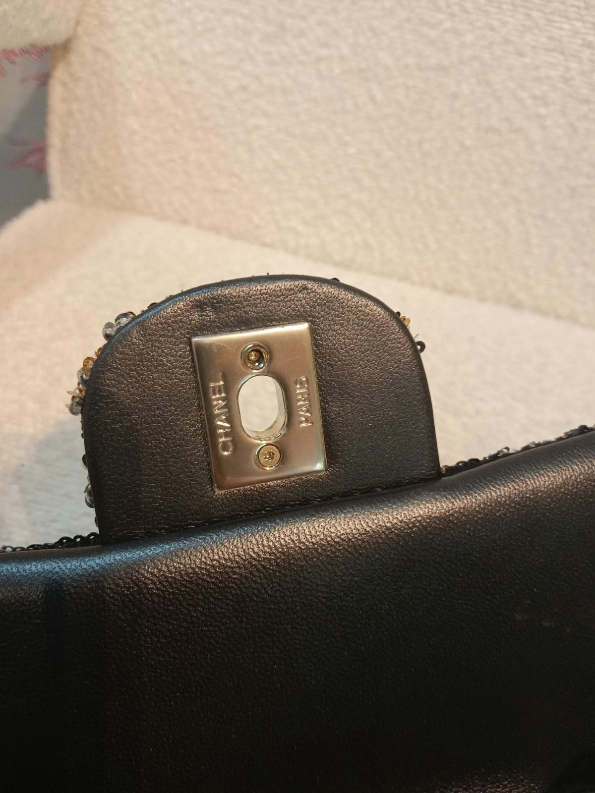 Chanel Mini Rectangular Gold/Black Sequin Limited Edition Microchipped