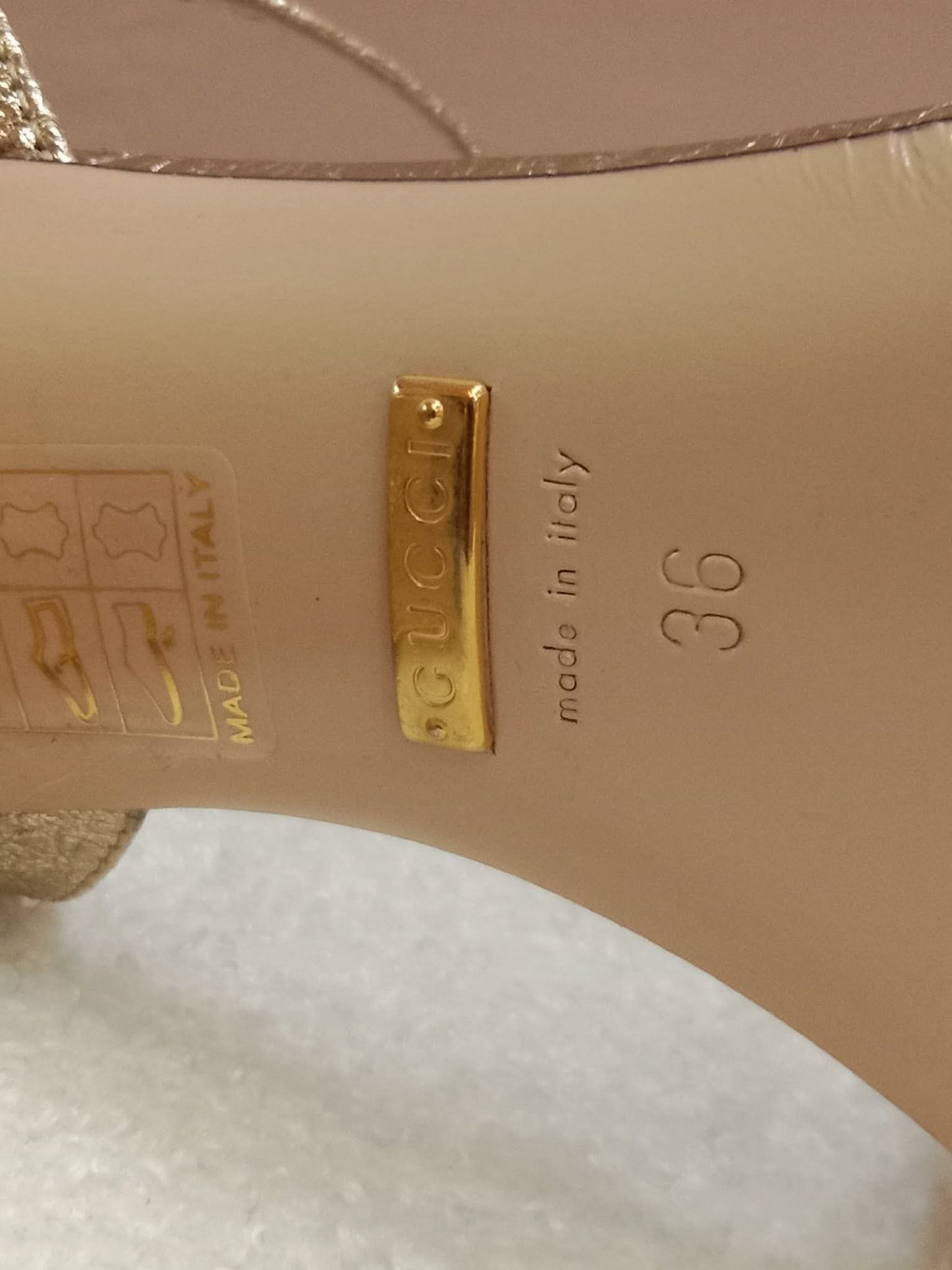 Gucci GG Marmont Sandals Metallic Gold Size 36