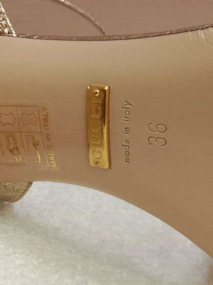 Gucci GG Marmont Sandals Metallic Gold Size 36