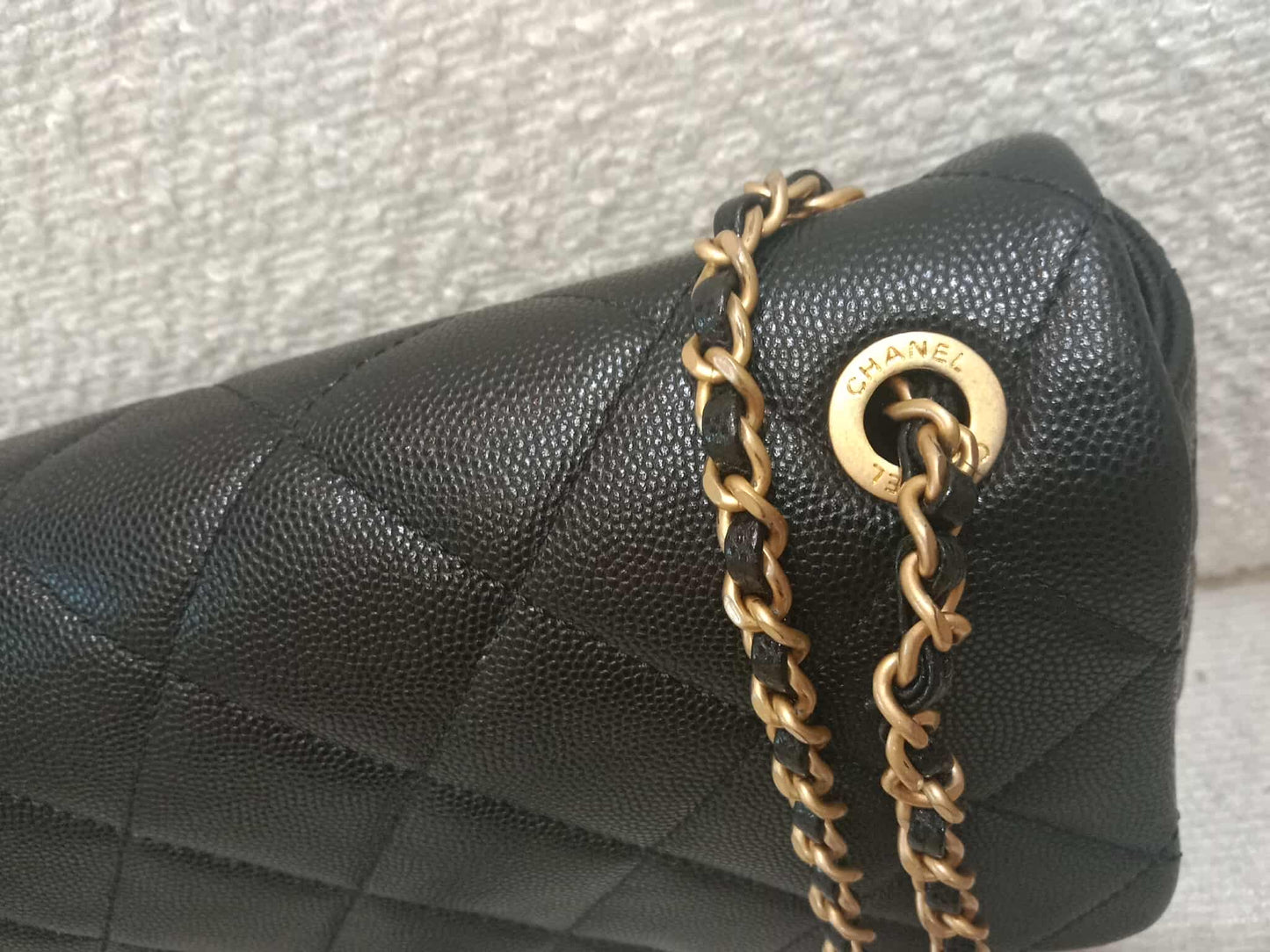 Chanel Seasonal Flap Caviar Black Microchipped