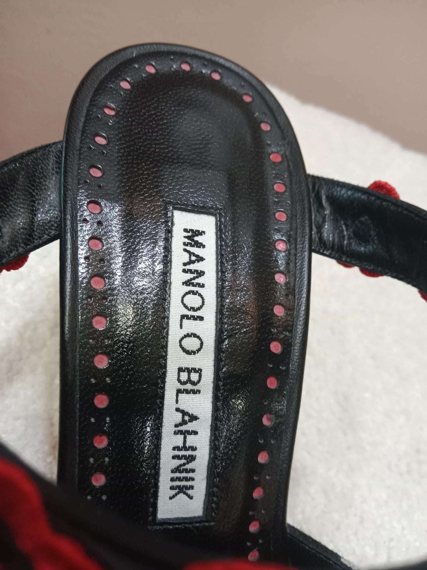 Manolo Blahnik Chamaca 70 Floral Print inen Mule Heels Size 36