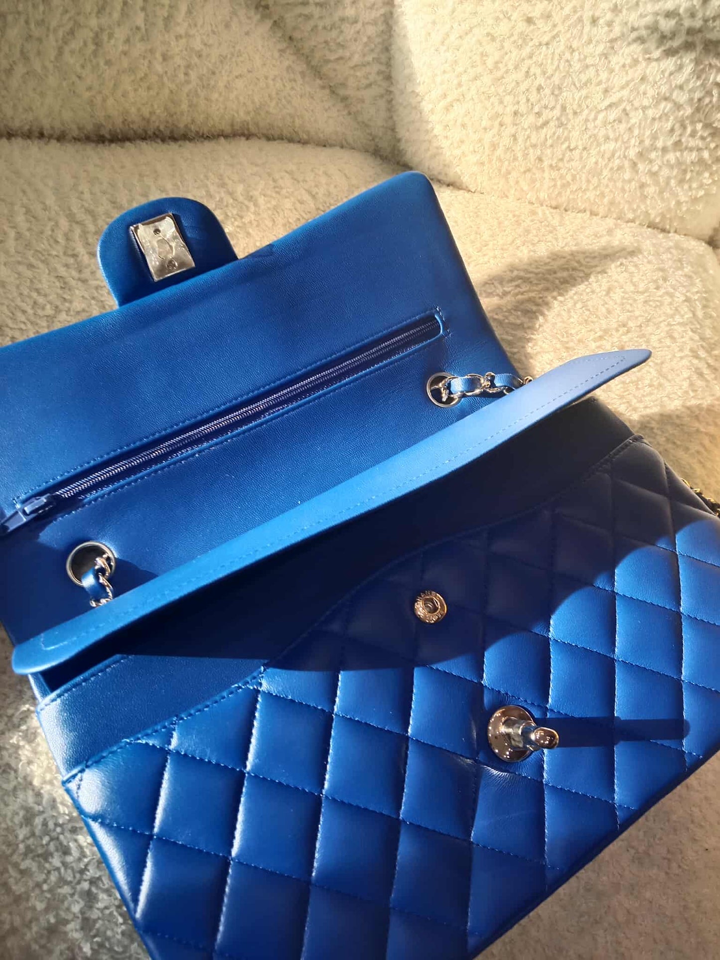 Chanel Classic Medium Double Flap Lambskin Blue Series 26