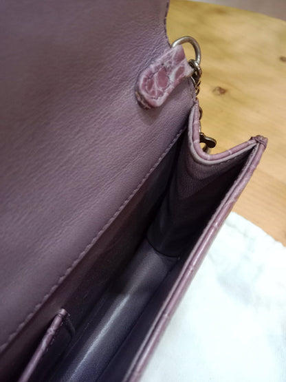 Dior Crocodile Embossed Mauve Clutch