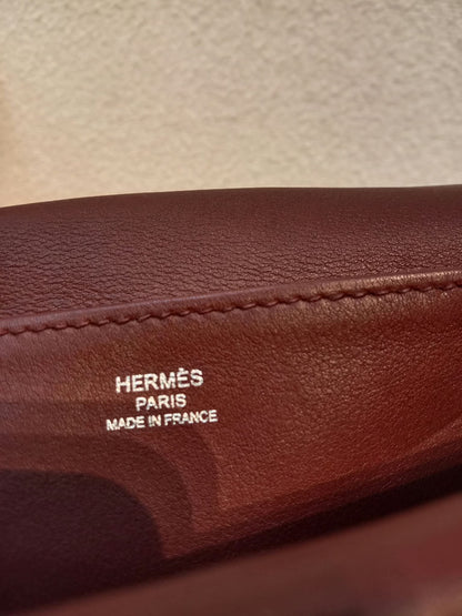 Hermes Halzan 22 Burgundy Clemence Stamp A 2017
