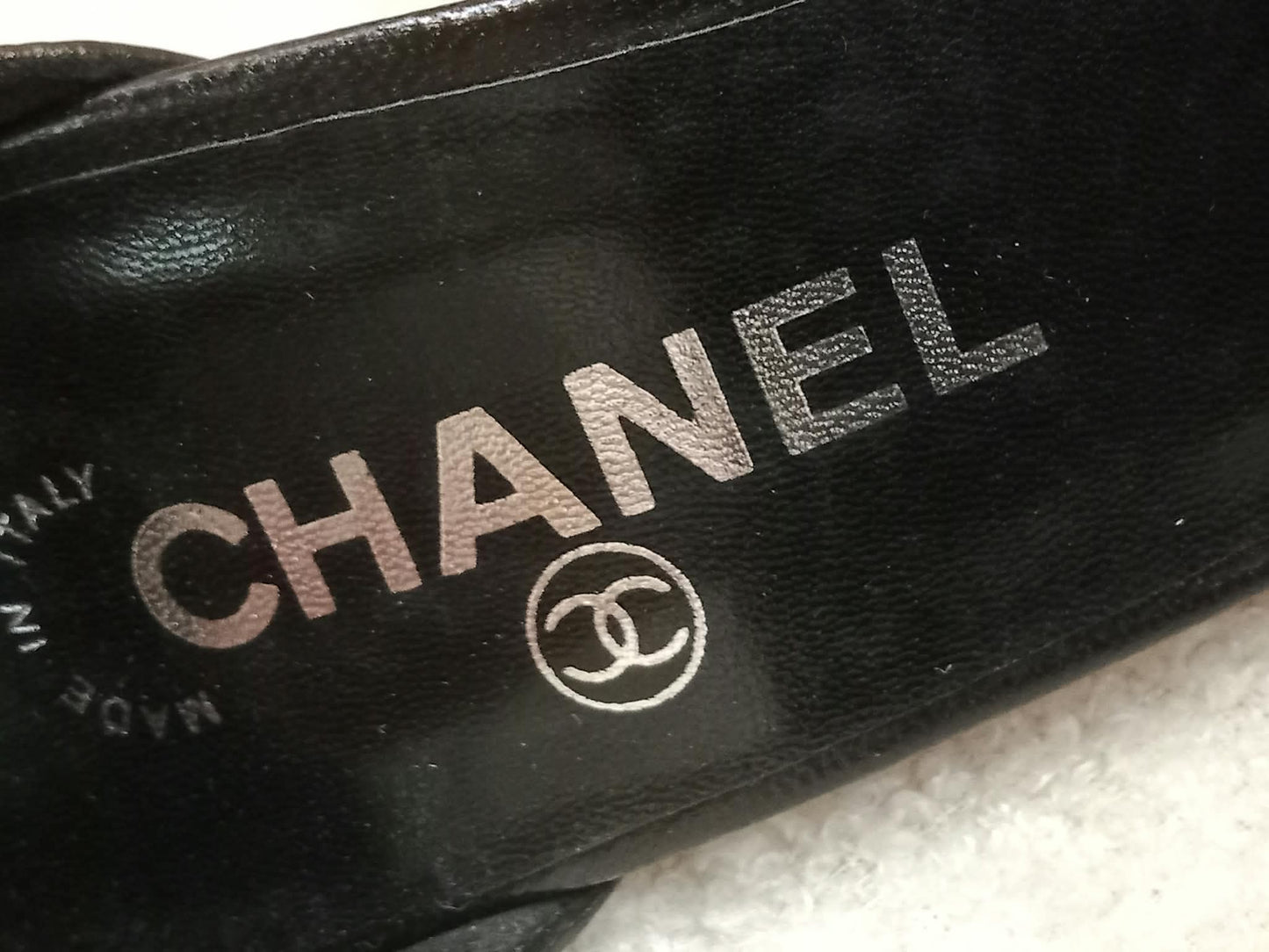 Chanel Black Leather Heels Knotted Toe Design and Draped Ankle Cuff Black Size 38