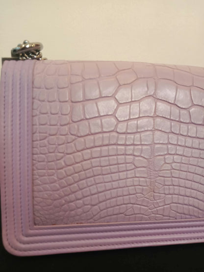 Chanel Boy Flap Wallet on Chain Crocodile Lavender Series 20