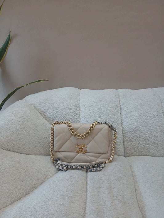 Chanel 19 Beige Lambskin Small Series 30