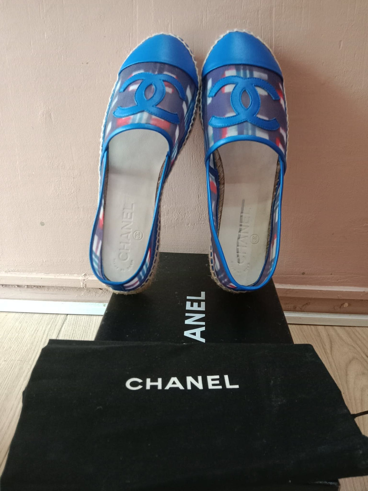 Chanel CC Espadrille Flats Blue Size 37