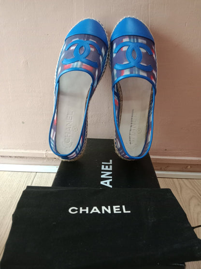 Chanel CC Espadrille Flats Blue Size 37