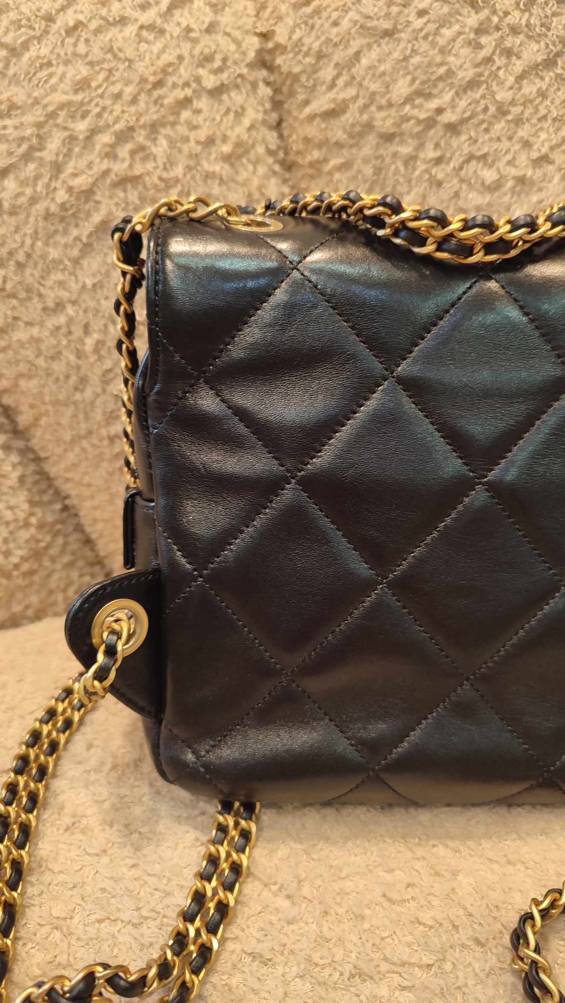 Chanel Square Flap Backpack Lambskin Microchipped