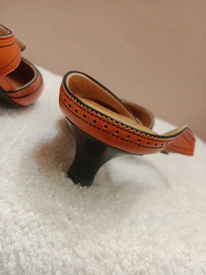 Hermes Slingback Mules Orange size 36