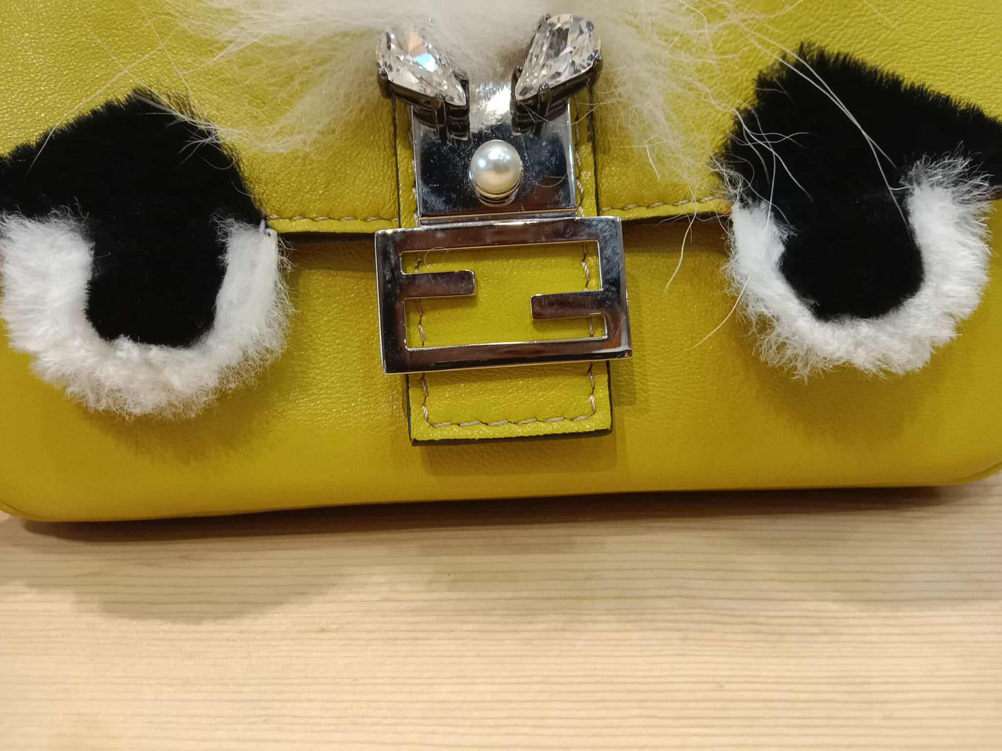 Fendi Monster Baguette Leather and Fur Micro