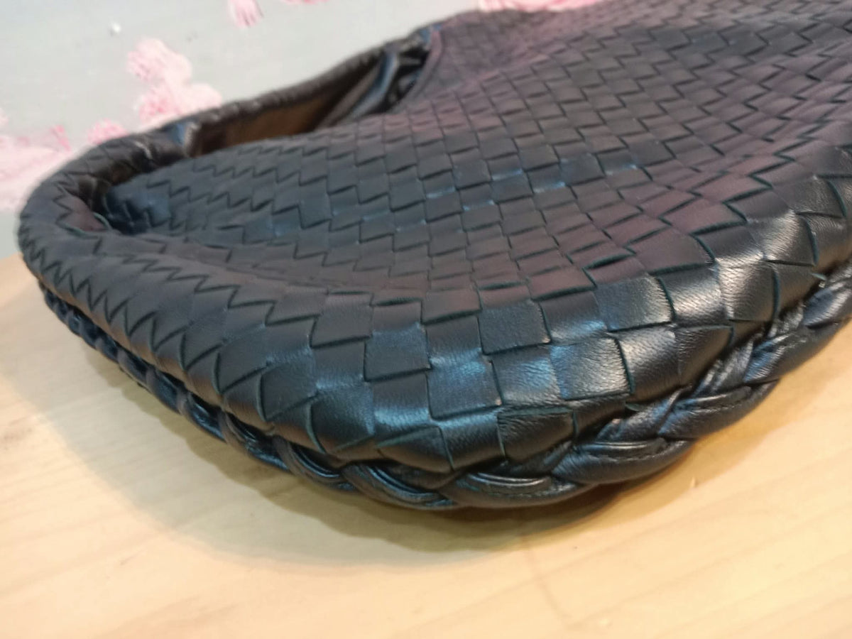 Bottega Veneta Hobo Intrecciato Bag Black