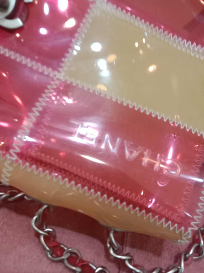 Chanel PVC Patchwork Stitched Flap Bag Beige/Pink Series 5