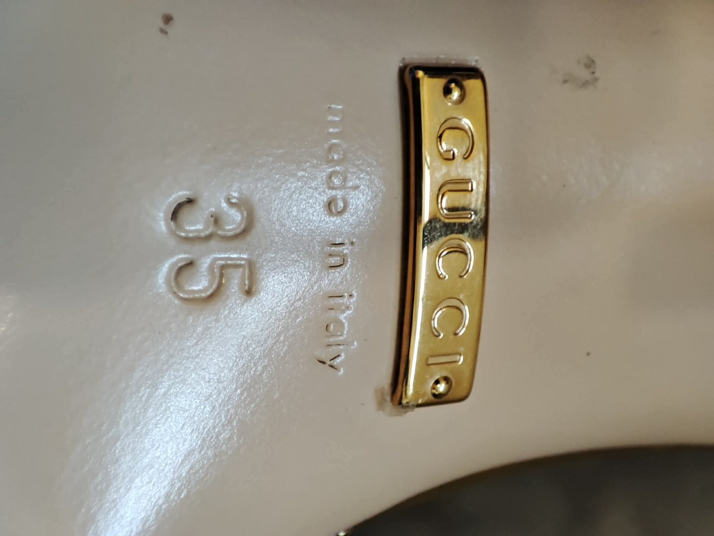 Gucci Allie Knotted Metallic Gold Heels Size 35