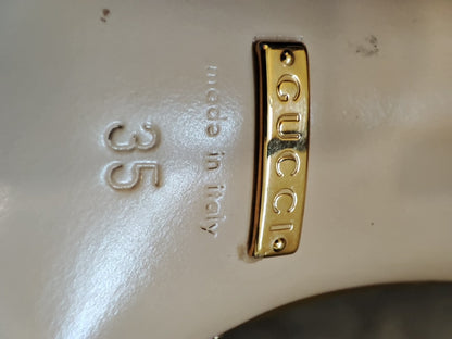 Gucci Allie Knotted Metallic Gold Heels Size 35