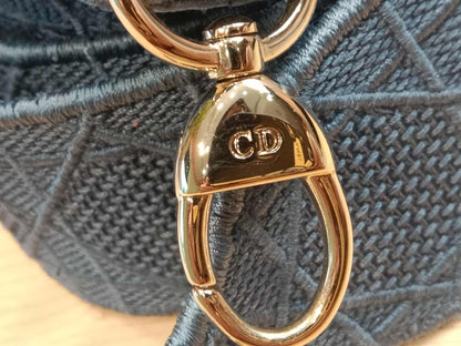 Dior Canvas Embroidered Cannage Medium Lady D-Lite Denim Blue