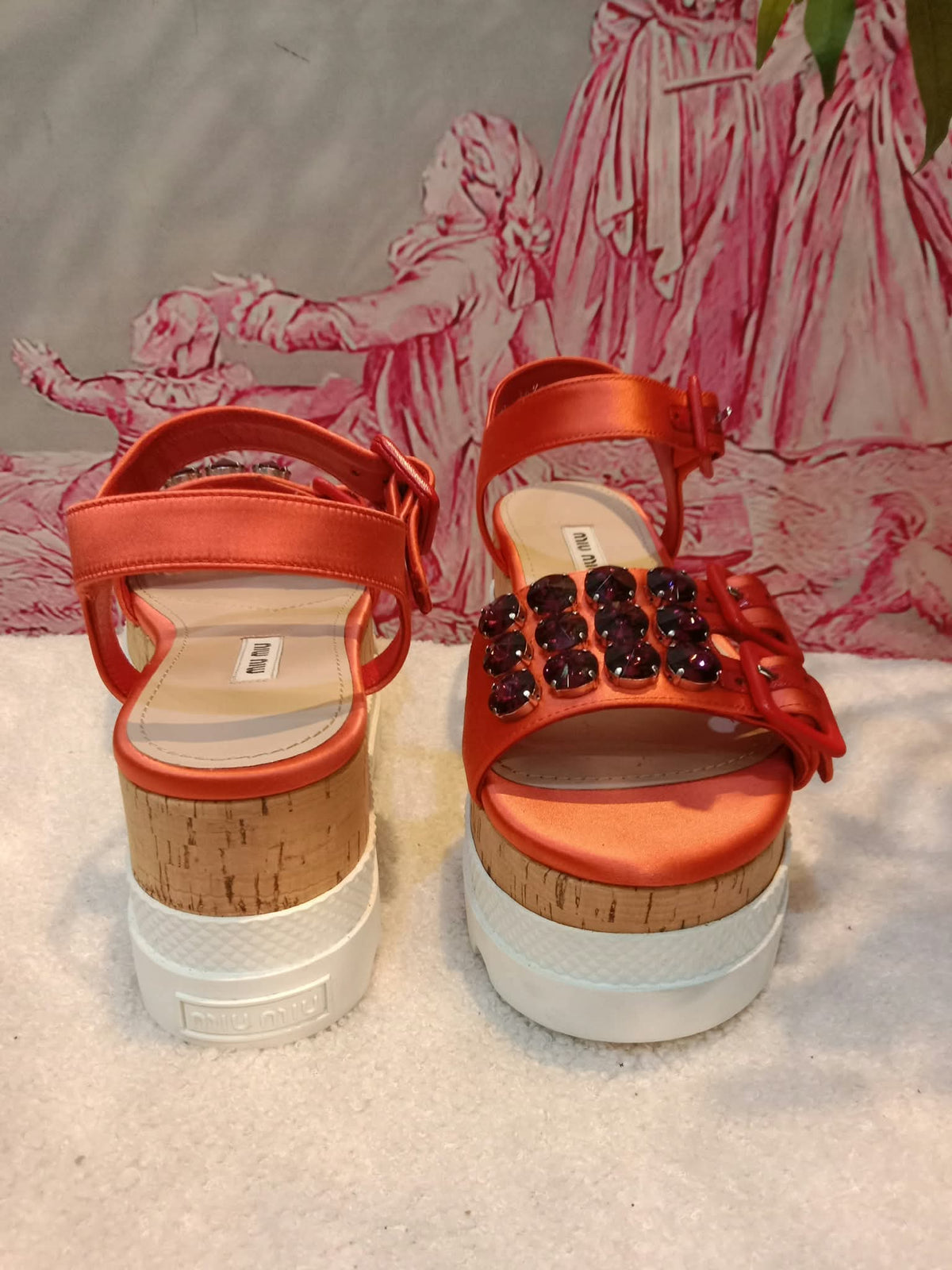 Miu Miu Platform Sandals Orange Size 36.5