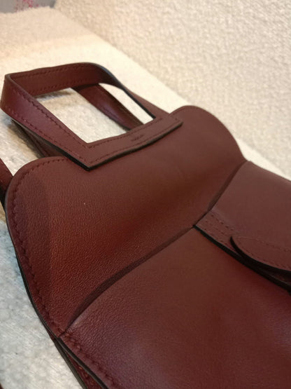 Hermes Halzan 22 Burgundy Clemence Stamp A 2017