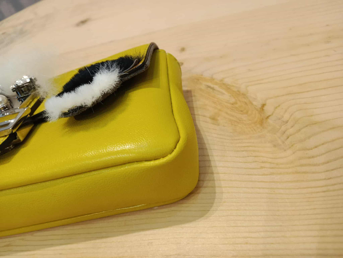 Fendi Monster Baguette Leather and Fur Micro