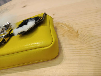 Fendi Monster Baguette Leather and Fur Micro