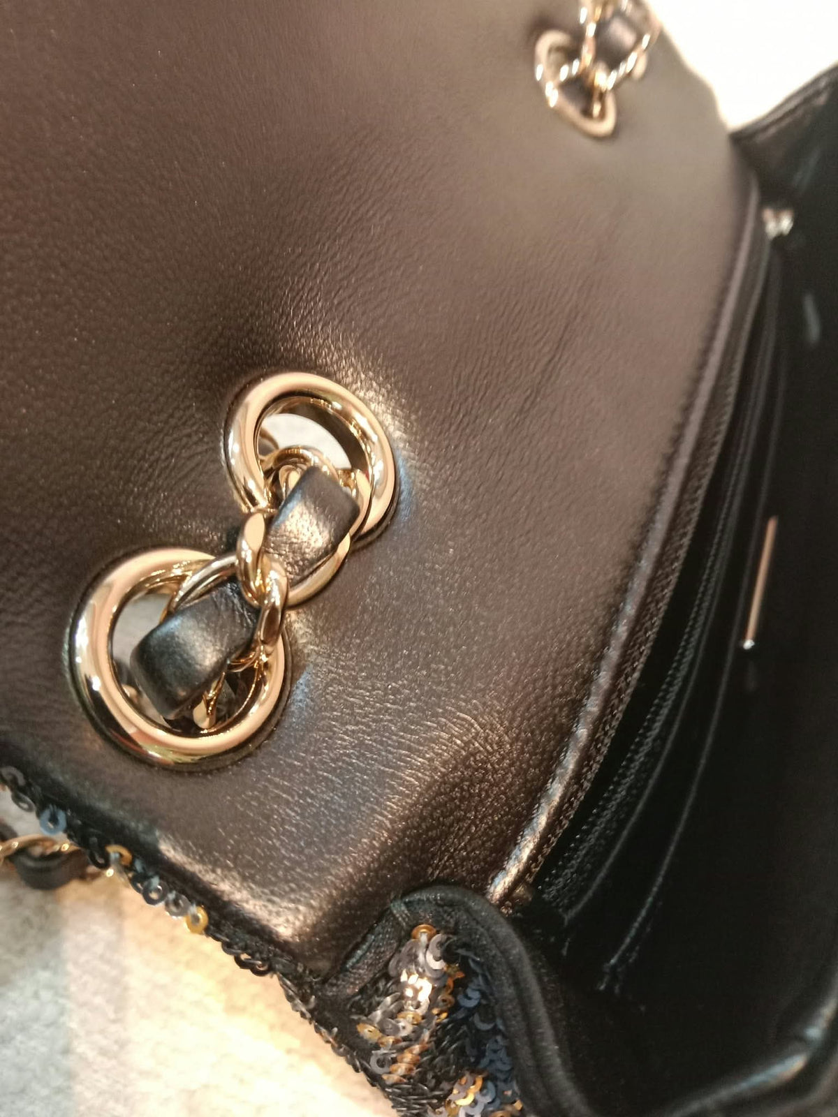 Chanel Mini Rectangular Gold/Black Sequin Limited Edition Microchipped