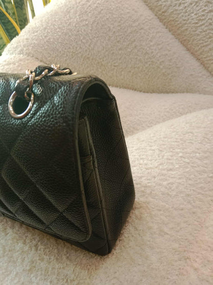 Chanel Classic Double Flap Medium Black Caviar Series 19