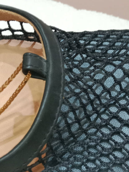 Bottega Veneta Stretch Pumps Black Mesh Square Toe Size 36