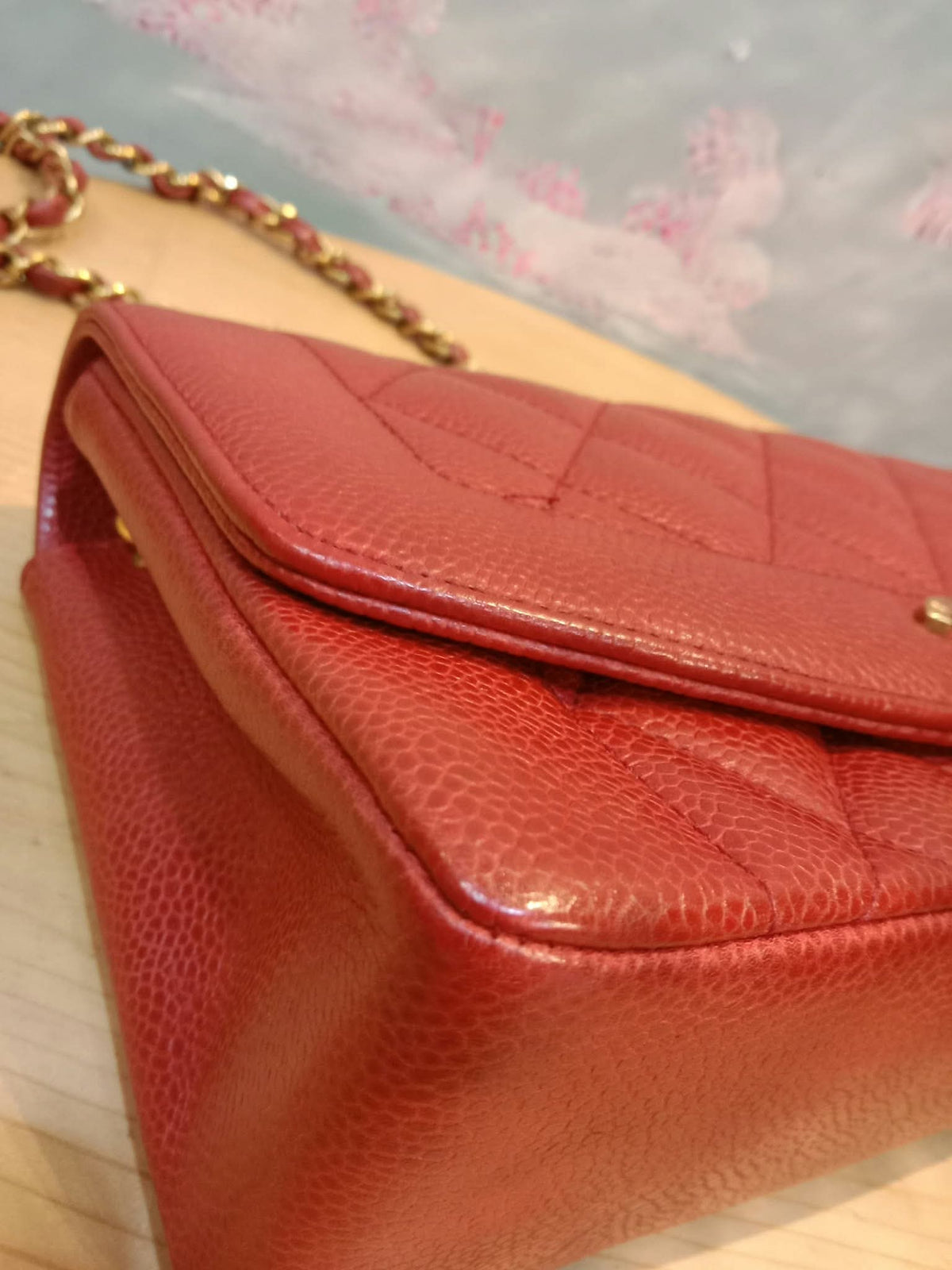 Chanel Diana Quilted Caviar Leather Red Series 2