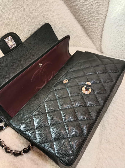 Chanel Classic Double Flap Medium Black Caviar Series 19